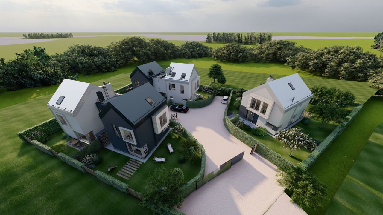 Zdjęcie ukończonych domów przy ul. Laurowej w Krakowie